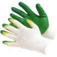Перчатки х/б с латексным двойным покрытием (зеленые) 65025-А